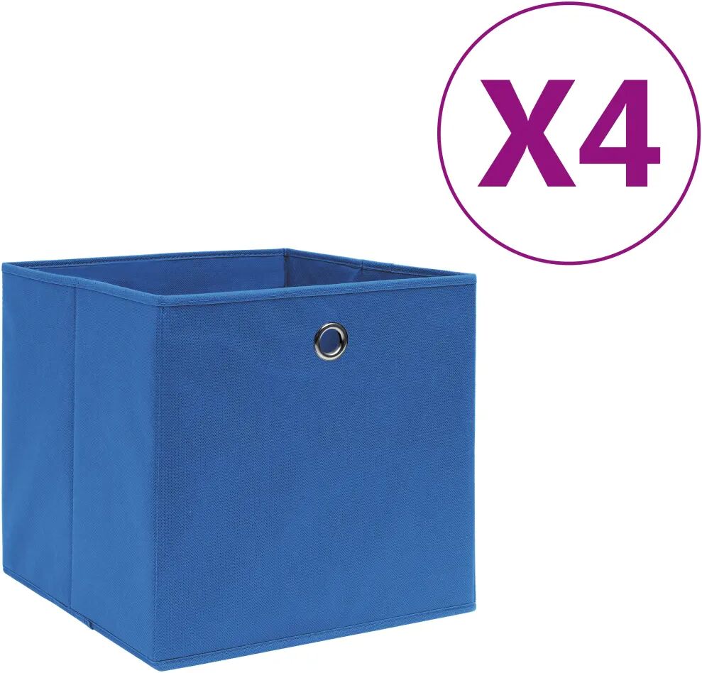 vidaXL Caixas arrumação 4 pcs tecido-não-tecido 28x28x28 cm azul