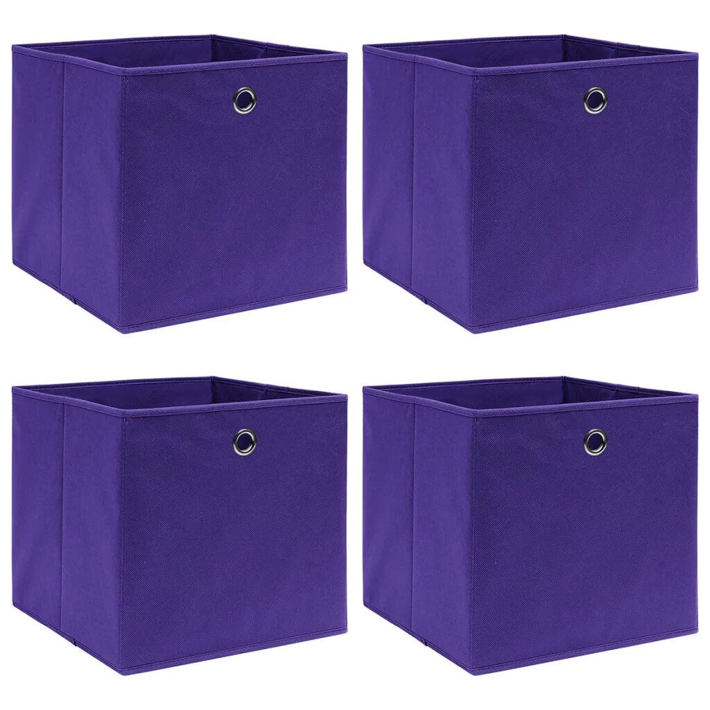 vidaXL Caixas arrumação 4 pcs tecido-não-tecido 28x28x28 cm roxo