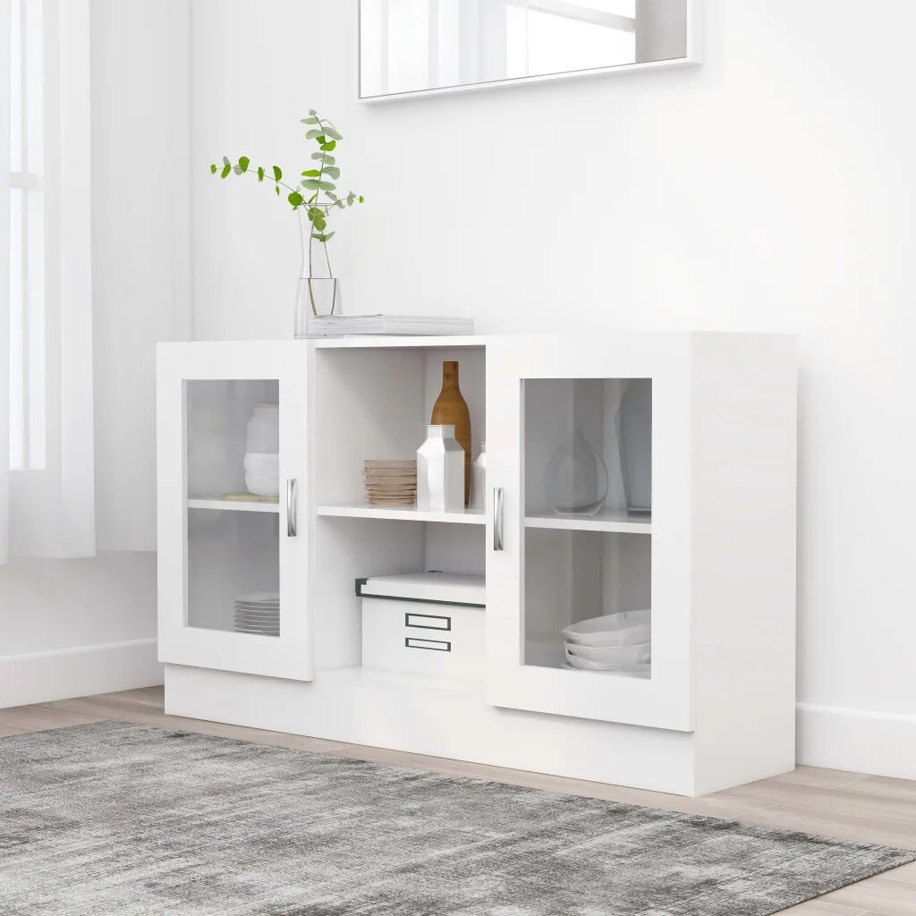 vidaXL Armário vitrine 120x30,5x70 cm contraplacado branco