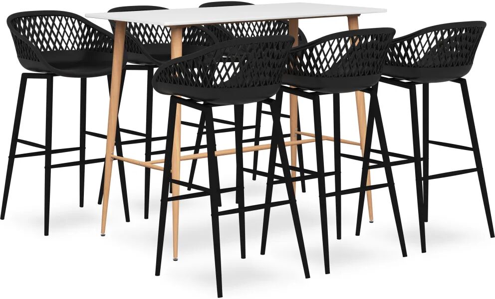 vidaXL 7 pcs conjunto de bar branco e preto