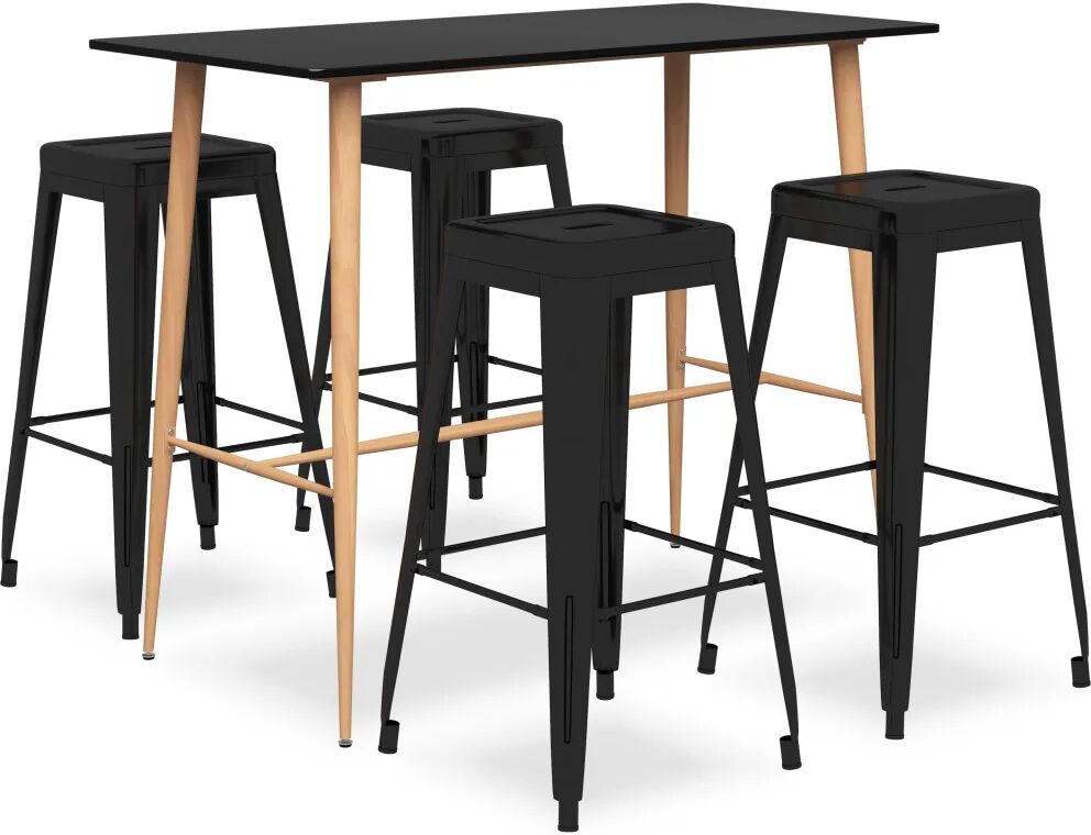 vidaXL 5 pcs conjunto de bar preto