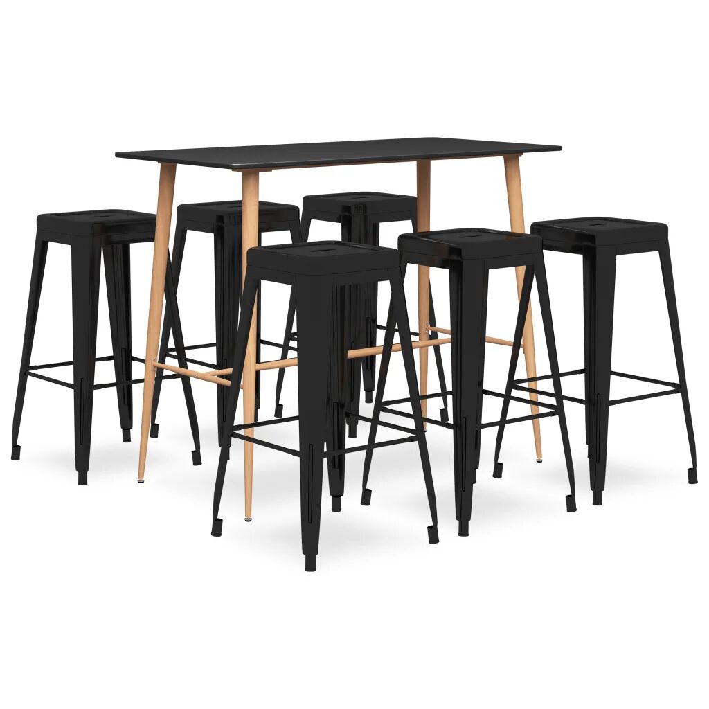 vidaXL 7 pcs conjunto de bar preto