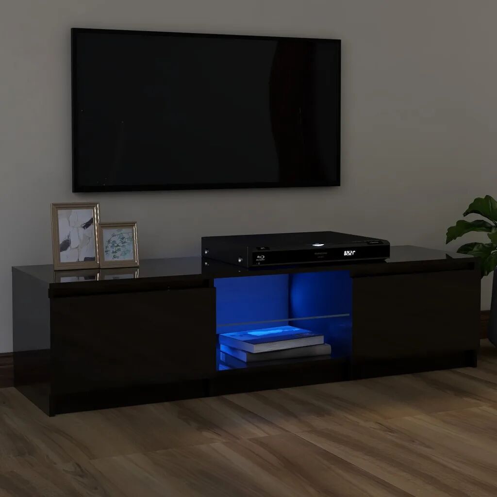 vidaXL Móvel de TV com luzes LED 120x30x35,5 cm cinzento brilhante
