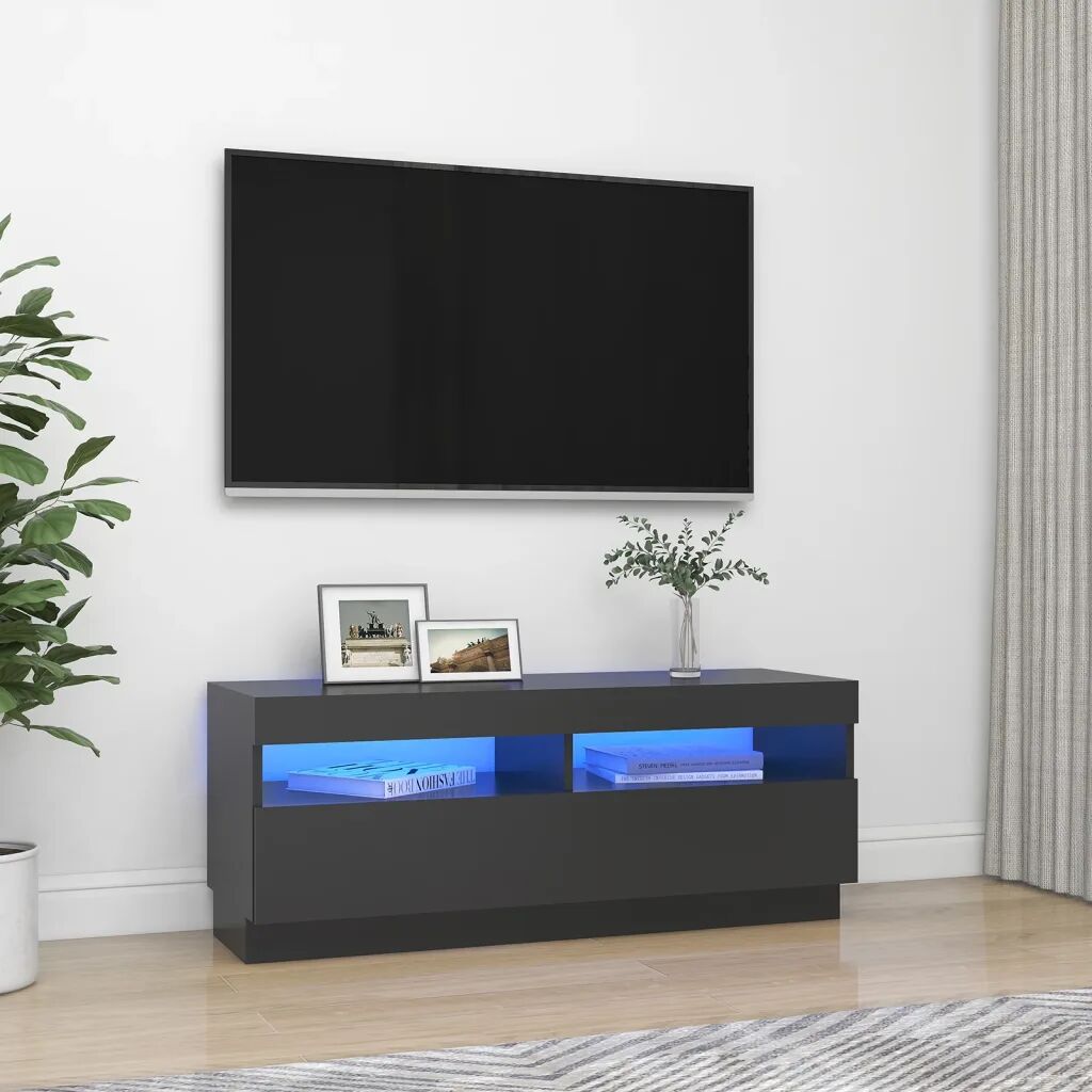 vidaXL Móvel de TV com luzes LED 100x35x40 cm cinzento