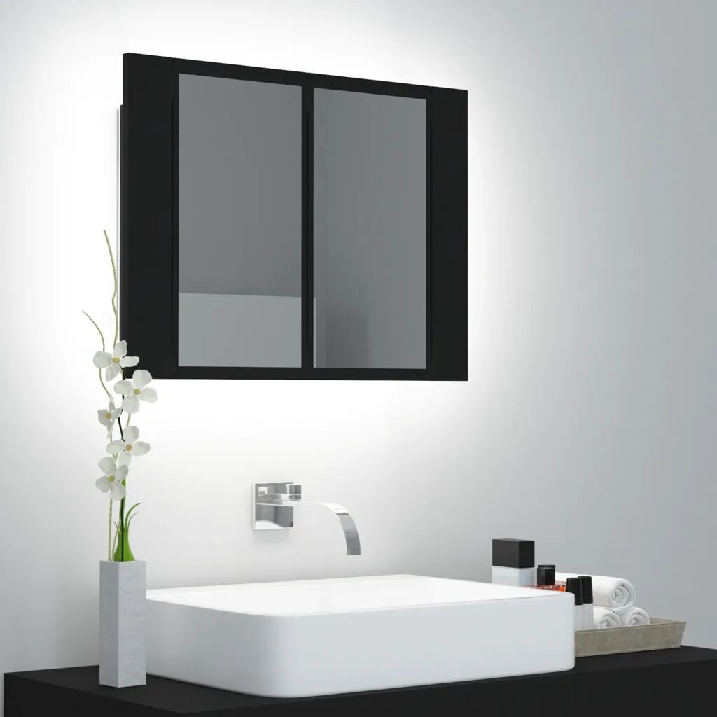 vidaXL Armário espelhado casa de banho LED 60x12x45 cm preto
