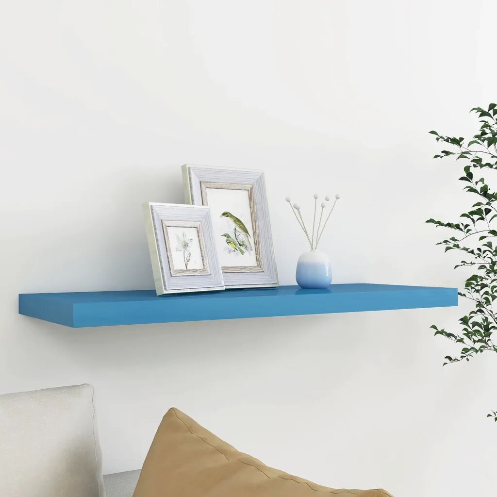 vidaXL Prateleira de parede suspensa 80x23,5x3,8 cm MDF azul