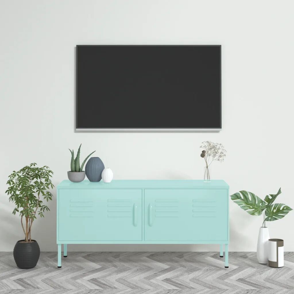 vidaXL Móvel de TV aço 105x35x50 cm verde-hortelã