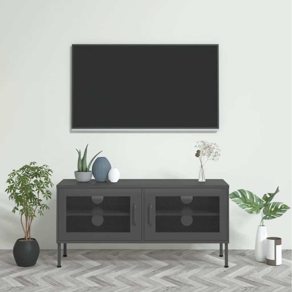 vidaXL Móvel de TV aço 105x35x50 cm antracite