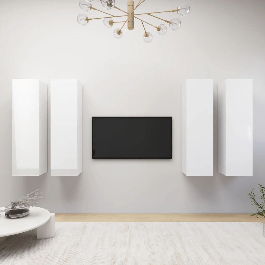 vidaXL Móveis de TV 4 pcs 30,5x30x110cm contraplacado branco brilhante