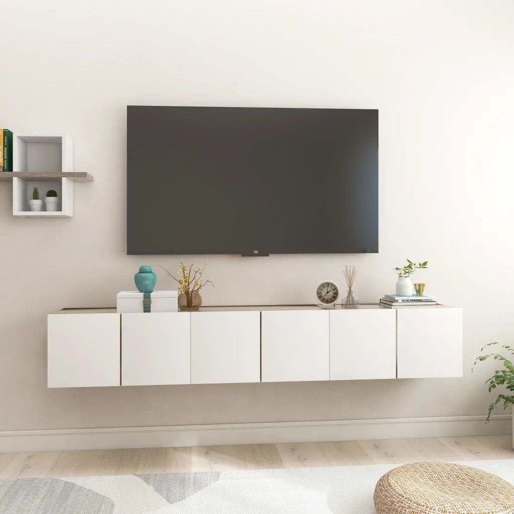 vidaXL Móveis de TV p/ parede 3 pcs 60x30x30 cm branco/carvalho sonoma