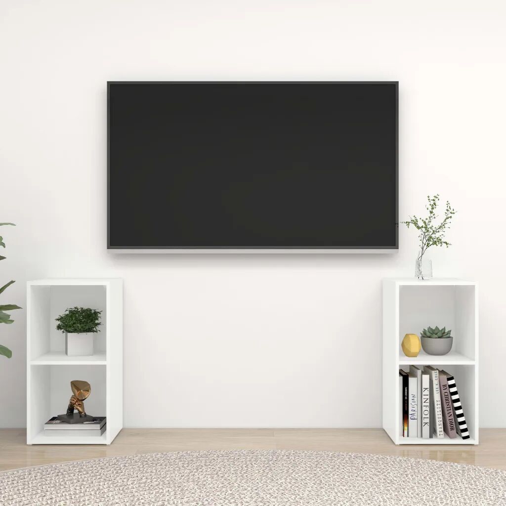 vidaXL Móveis de TV 2 pcs 72x35x36,5 cm contraplacado branco
