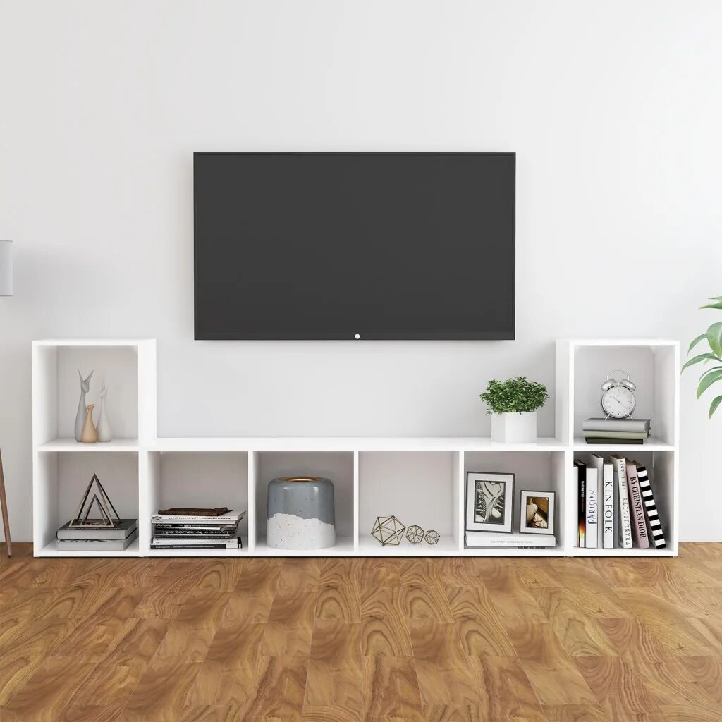 vidaXL 3 pcs conjunto de móveis para TV contraplacado branco