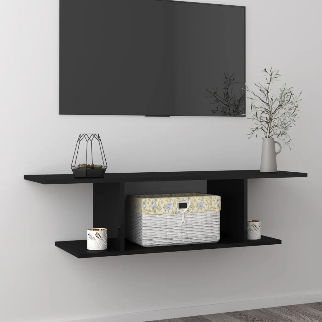 vidaXL Móvel de parede para TV 103x30x26,5 cm preto brilhante