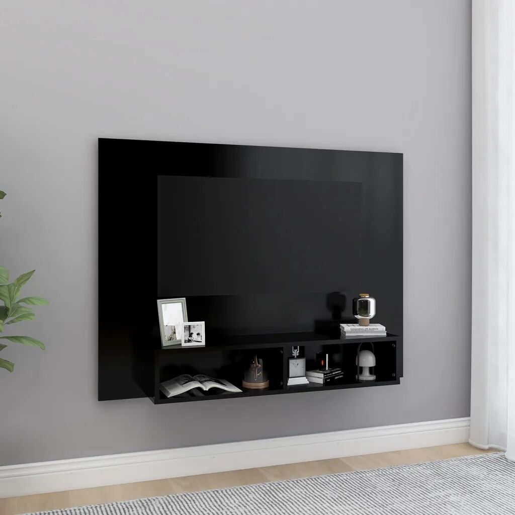 vidaXL Armário de parede para TV 120x23,5x90 cm contraplacado preto