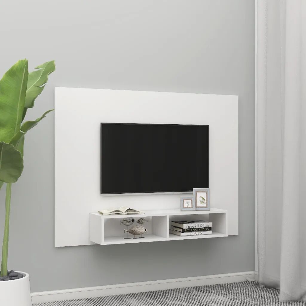 vidaXL Armário de parede para TV 135x23,5x90 cm contraplacado branco