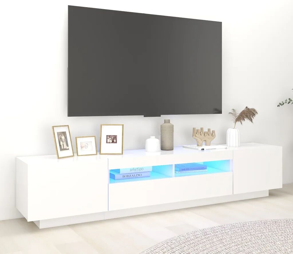 vidaXL Móvel de TV com luzes LED 200x35x40 cm branco