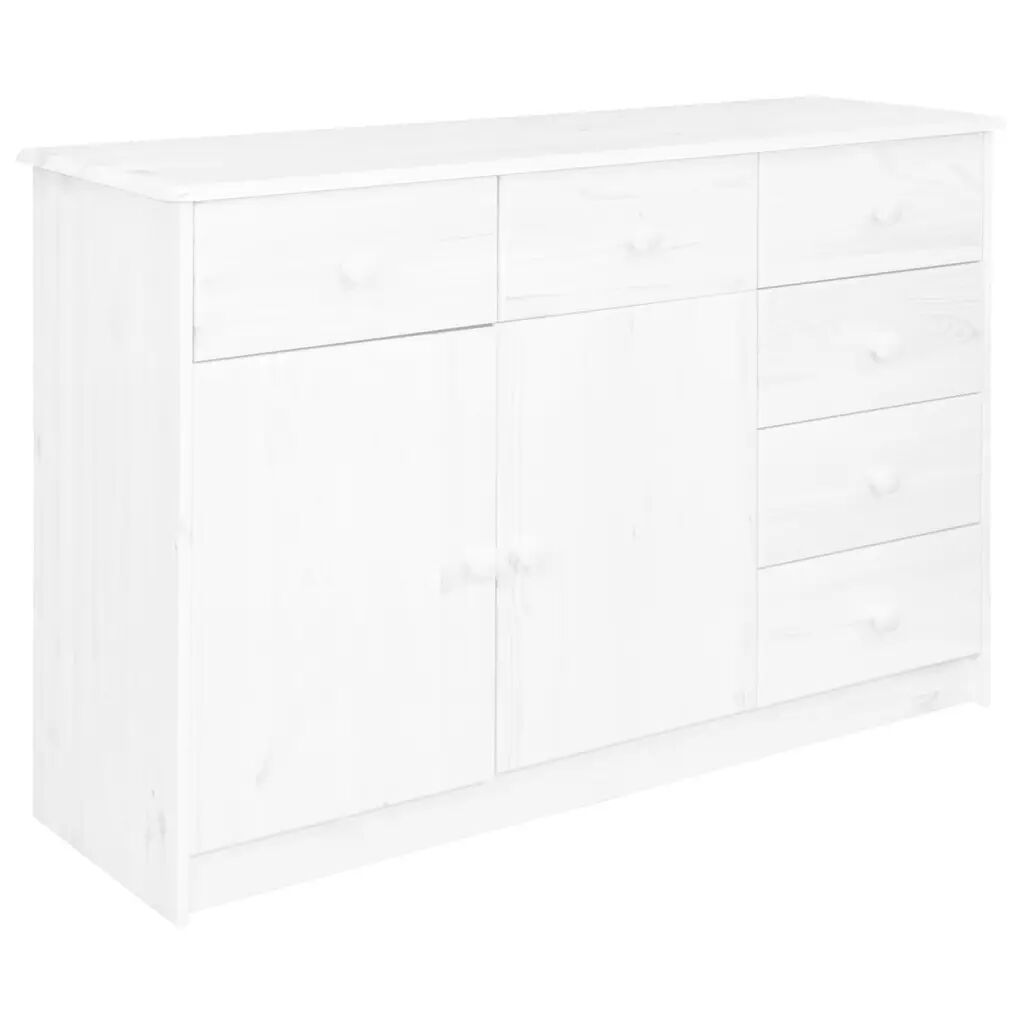 vidaXL Aparador 6 gavetas 113x35x73 cm madeira de pinho maciça branco