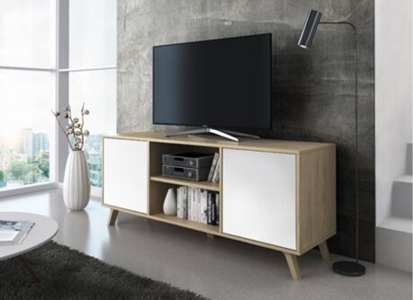 Skraut Home Móvel de TV Wind (140x40x57cm - Aglomerado de Madeira - Branco)