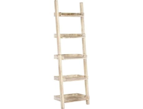 Vidaxl Prateleira escada 75x37x205 cm madeira mangueira maciça branco