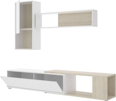 Dkit Conjunto de Móveis de TV Obi (180x130x120cm - Melamina - Branco)