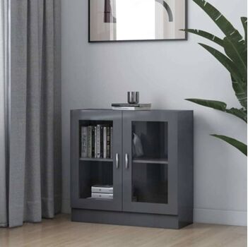 Vidaxl Armario Vitrine Contraplacado 289211 Cinzento (82.5 x 30.5 x 80 cm - Madeira)