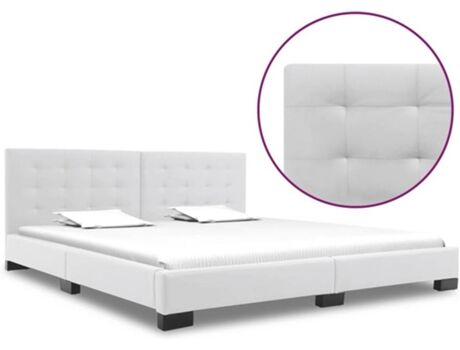 Vidaxl Estrutura de Cama em couro artificial branco (Compatível com Colchão: 180x200 cm)