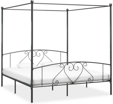 Vidaxl Cama Dossel (Cinzento - Metal - Compatível com Colchão: 200x200 cm)