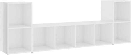 Vidaxl Móvel de TV 3 Peças (142.5x35x36.5 cm - Madeira Contraplacada - Branco Brilhante)