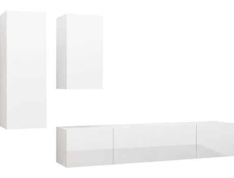 Vidaxl Móvel de TV 4 Peças (80x30x30 cm - Madeira Contraplacada - Branco Brilhante)