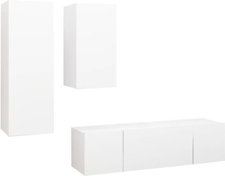 Vidaxl Móvel de TV 4 Peças (30.5x30x90 cm - Madeira Contraplacada - Branco)