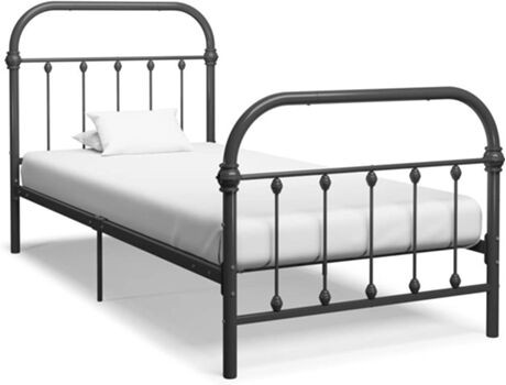 Vidaxl Cama (Cinzento - Metal - Compatível com Colchão: 100x200 cm)