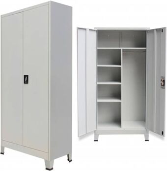 Vidaxl Armário de Escritório 2 Portas e 6 Compartimentos Cinzento (90x40x180cm - Aço)