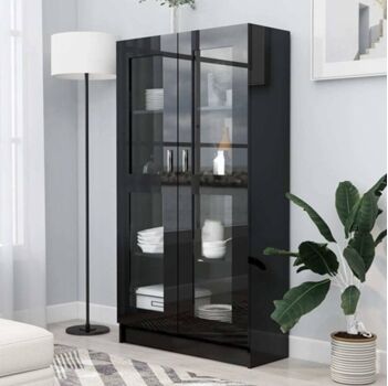 Vidaxl Armario Vitrine Contraplacado 800003 Preto (82.5 x 30.5 x 150 cm - Madeira)