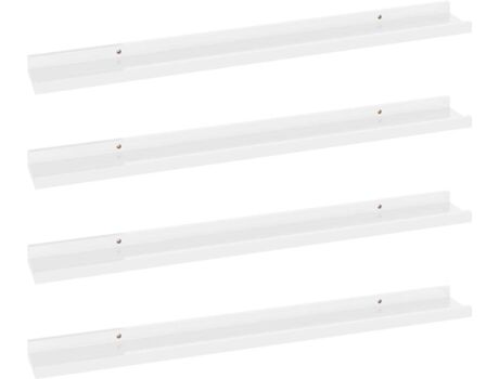 Vidaxl Prateleira de Parede 4 Peças (Branco Brilhante - MDF - 80x9x3 cm)
