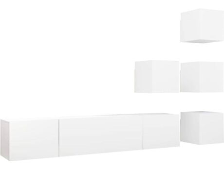 Vidaxl Móvel de TV 6 Peças (80x30x30 cm - Madeira Contraplacada - Branco)