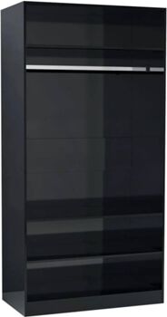 Vidaxl Roupeiro (Preto Brilhante - Aglomerado de Madeira - 100x50x200 cm)