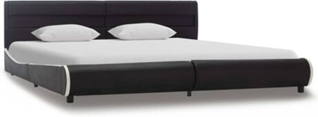 Vidaxl Cama LED (Preto - Couro Artificial - Compatível com Colchão: 180x200 cm)