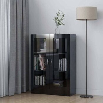 Vidaxl Armario Vitrine Contraplacado 801134 Preto (82.5 x 30.5 x 115 cm - Madeira)