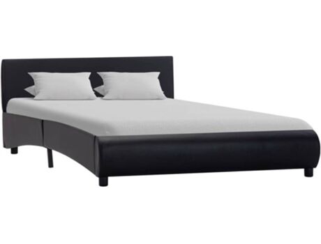 Vidaxl Cama LED (Preto - Couro Artificial - Compatível com Colchão: 140x200 cm)