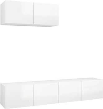 Vidaxl Móvel de TV 3 Peças (80x30x30 cm - Madeira Contraplacada - Branco Brilhante)