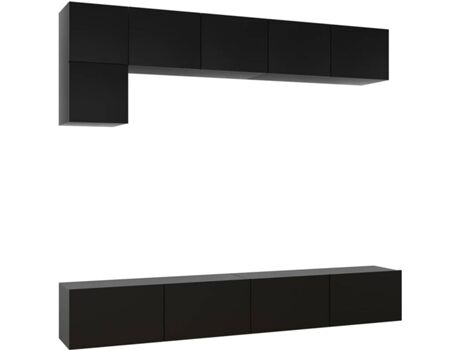 Vidaxl Móvel de TV 5 Peças (100x30x30 cm - Madeira Contraplacada - Preto)