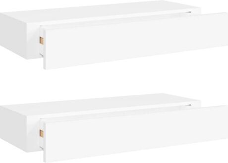 Vidaxl Prateleira de Parede 2 Peças (Branco - MDF - 60x23.5x10 cm)