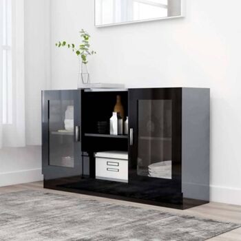 Vidaxl Armario Vitrine Contraplacado 801811 Preto (120 x 30.5 x 70 cm - Madeira)