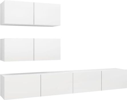 Vidaxl Móvel de TV 4 Peças (100x30x30 cm - Madeira Contraplacada - Branco)