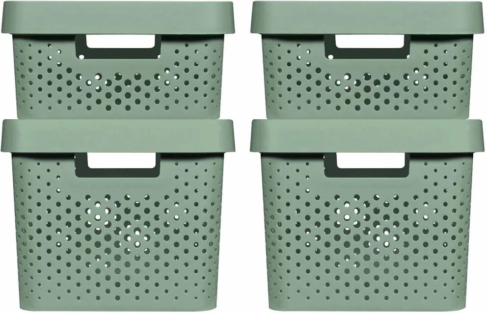 Curver Set cutii depozitare Infinity, 4 buc., verde, cu capac, 11L+17L