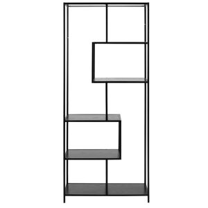 Seaford - Bokhylla I Svart Melamin Med Metallram 77x35x185 Cm