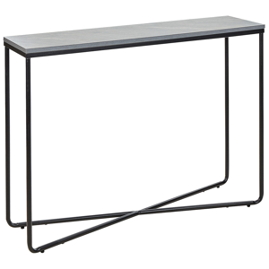 Beliani Konsolbord Betongeffekt med svart MDF Pulverlackerat järn 110 x 31 cm Rektangulärt Glam Modernt Vardagsrum Sovrum Hall