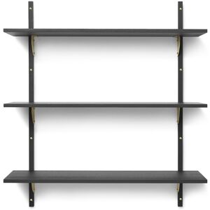 Ferm Living - Sector Triple Wide Black Ash / Brass - Svart - Hyllor - Metall/trä