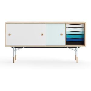 House Of Finn Juhl - Sideboard With Tray Unit, Oak, White/light Blue, Light Blue Steel, Cold - Flerfärgad - Skänkar Och Sideboards - Metall/trä