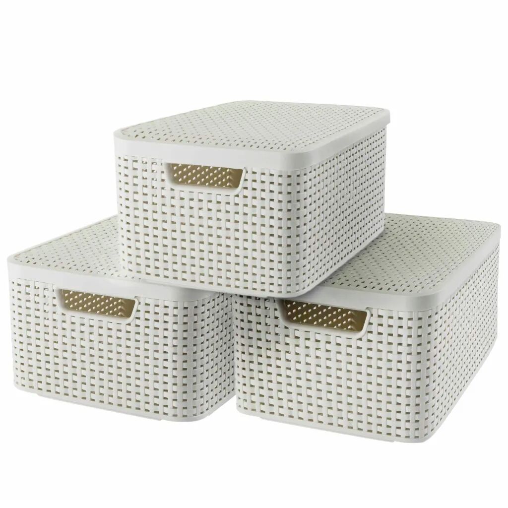 Curver Úložné boxy s poklopmi 3 ks veľkosť M biele 240654 Style
